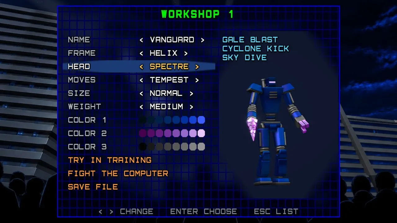 The robot workshop: a robot built from the new robots' parts